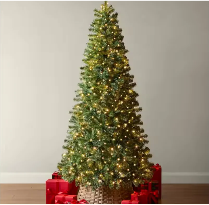 The Tinsel Tree 7.5 ft pre-lit Noble Fir Christmas tree with warm white lights